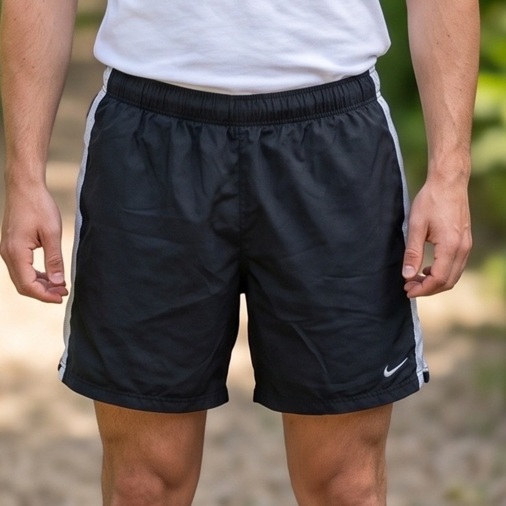 Nike Performance Mens Running Shorts Black Grey Mesh Side Stripe RN56323 L